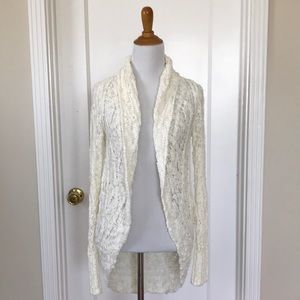 New Anthropologie Knitted & Knotted Circle Cardigan in Ivory